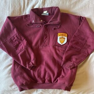 Vintage USC Maroon Half-Button Up Sweater